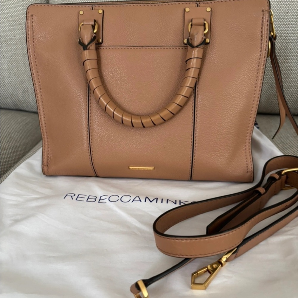 Rebecca Minkoff Tan Gold Satchel with Elegant Design